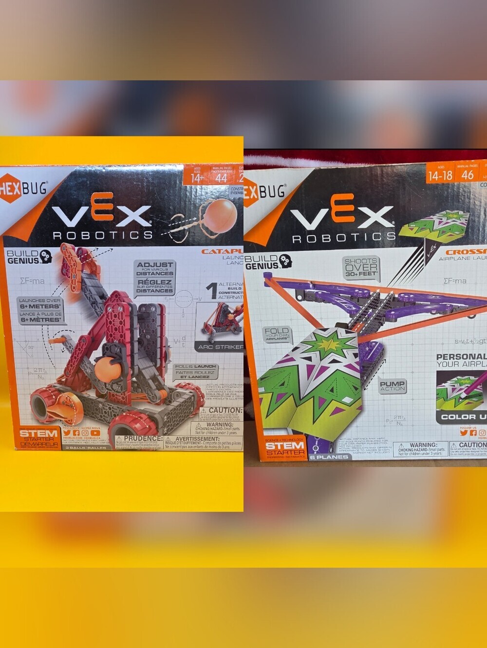2 VEX Robotics Lot Crossfire Airplane Launcher Catapult By HEXBUG